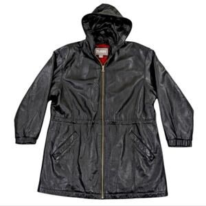 Wilson's 80's Vintage Leather Hooded Jacket GUC Size L    WF170